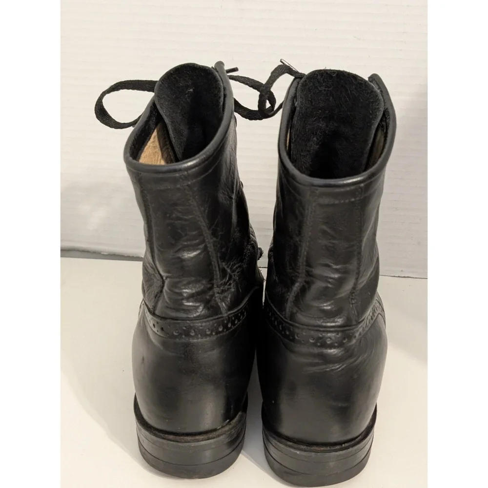 Vintage Justin Women's Black Leather Lace-Up Kiltie Roper Boots 7.5B - Picture 5 of 8